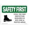 Signmission OSHA Sign, Steel Toe Foot Protection Required, 10in X 7in Rigid Plastic, 10" W, 7" H, Landscape OS-SF-P-710-L-10983 - alternate 1